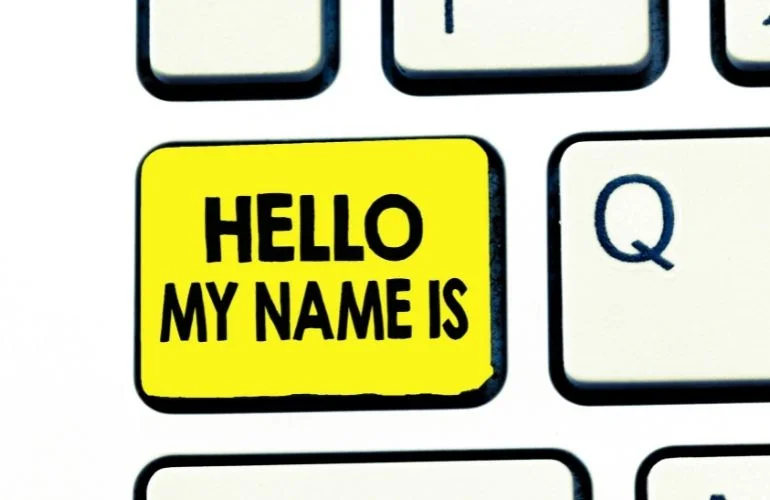 Text sign showing hello my name is
